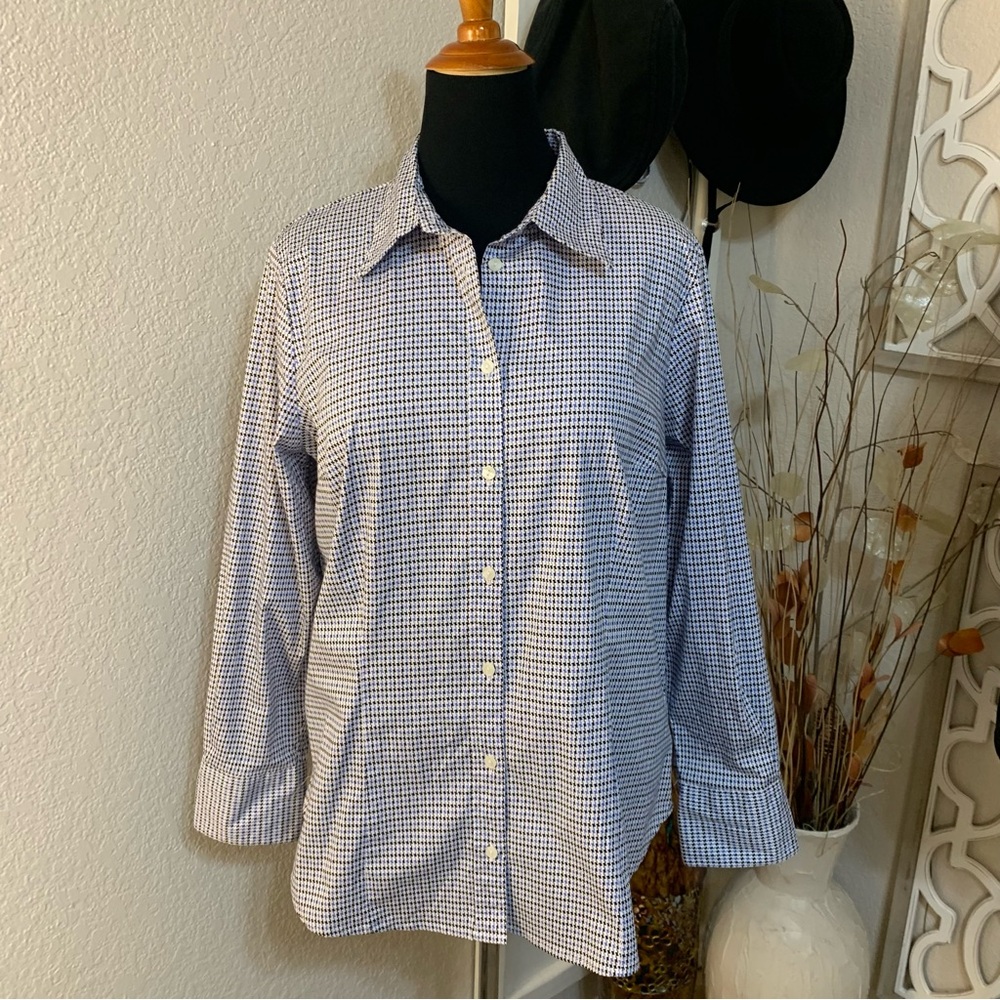 Venezia jeans Stretch houndstooth pattern blouse shirt top
